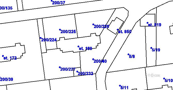 Parcela st. 169 v KÚ Ohrazenice, Katastrální mapa