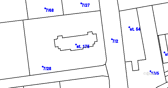 Parcela st. 175 v KÚ Ohrazenice, Katastrální mapa