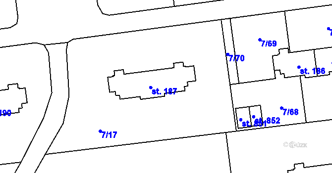 Parcela st. 187 v KÚ Ohrazenice, Katastrální mapa