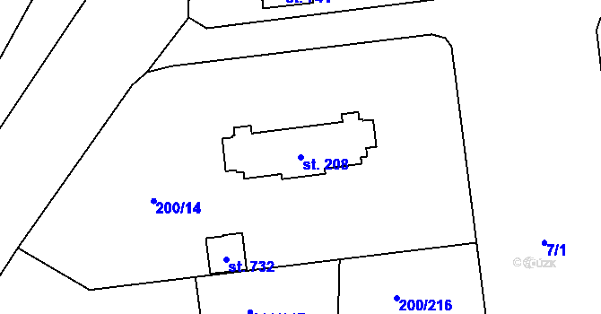 Parcela st. 208 v KÚ Ohrazenice, Katastrální mapa