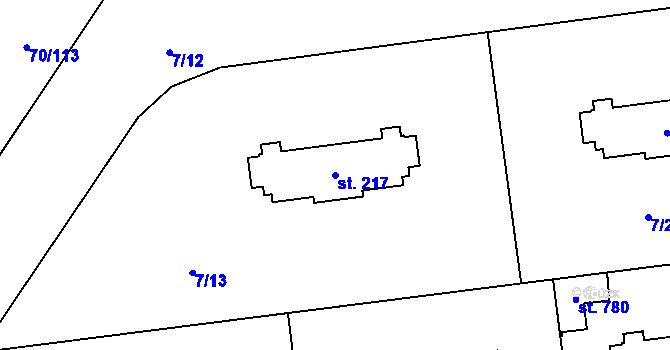 Parcela st. 217 v KÚ Ohrazenice, Katastrální mapa