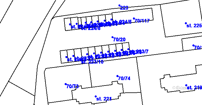 Parcela st. 223/3 v KÚ Ohrazenice, Katastrální mapa