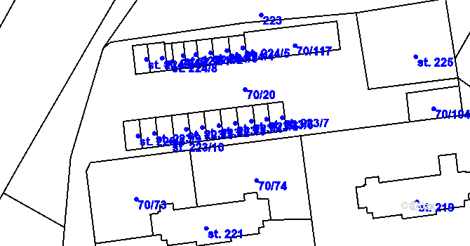 Parcela st. 223/4 v KÚ Ohrazenice, Katastrální mapa