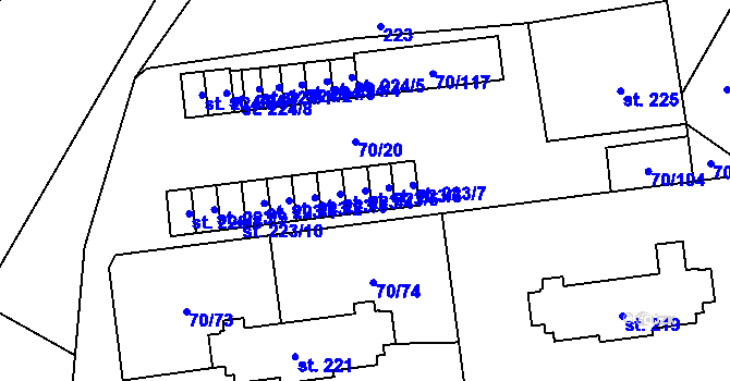 Parcela st. 223/5 v KÚ Ohrazenice, Katastrální mapa