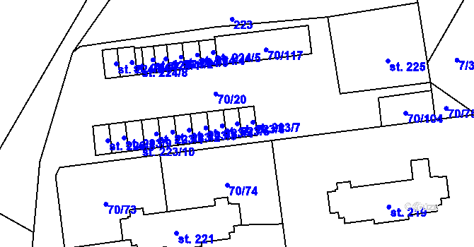 Parcela st. 223/6 v KÚ Ohrazenice, Katastrální mapa