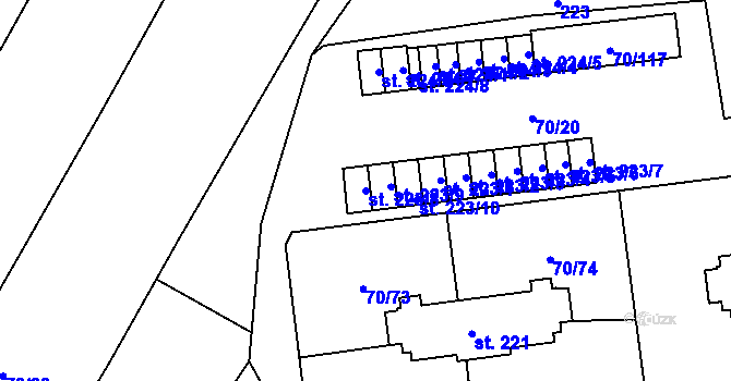 Parcela st. 223/8 v KÚ Ohrazenice, Katastrální mapa
