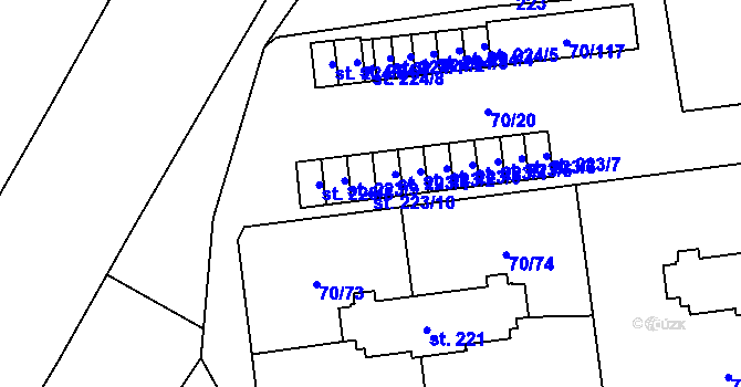Parcela st. 223/10 v KÚ Ohrazenice, Katastrální mapa