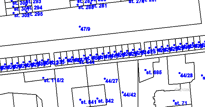 Parcela st. 419 v KÚ Ohrazenice, Katastrální mapa