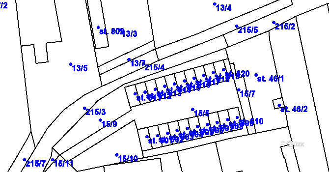 Parcela st. 614 v KÚ Ohrazenice, Katastrální mapa