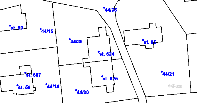 Parcela st. 624 v KÚ Ohrazenice, Katastrální mapa