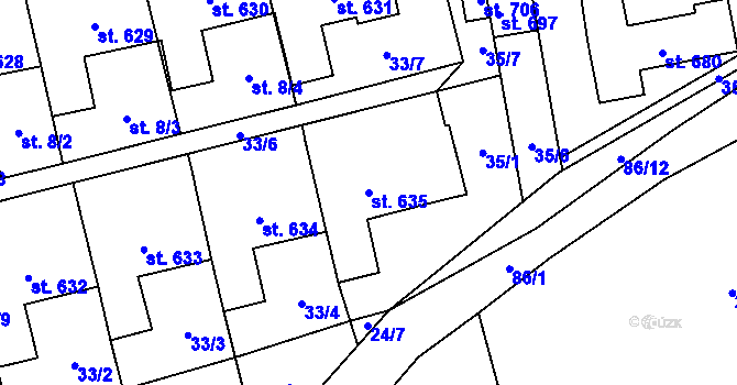 Parcela st. 635 v KÚ Ohrazenice, Katastrální mapa