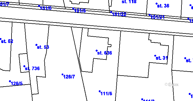 Parcela st. 636 v KÚ Ohrazenice, Katastrální mapa