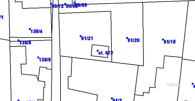 Parcela st. 672 v KÚ Ohrazenice, Katastrální mapa
