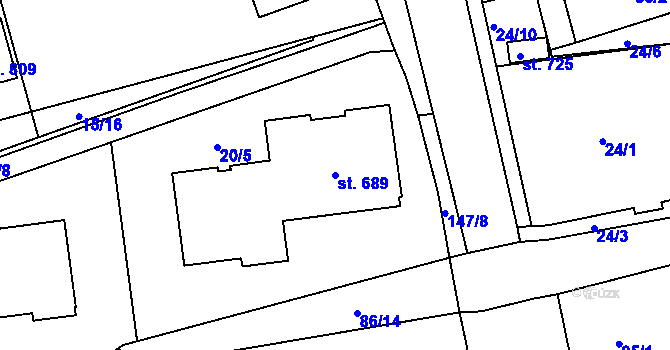 Parcela st. 689 v KÚ Ohrazenice, Katastrální mapa