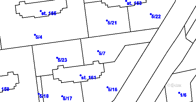 Parcela st. 5/7 v KÚ Ohrazenice, Katastrální mapa