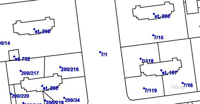 Parcela st. 7/1 v KÚ Ohrazenice, Katastrální mapa