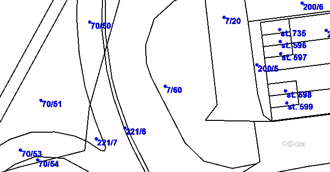 Parcela st. 7/60 v KÚ Ohrazenice, Katastrální mapa