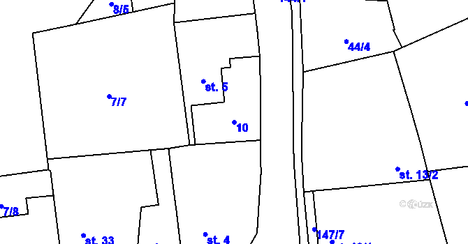Parcela st. 10 v KÚ Ohrazenice, Katastrální mapa