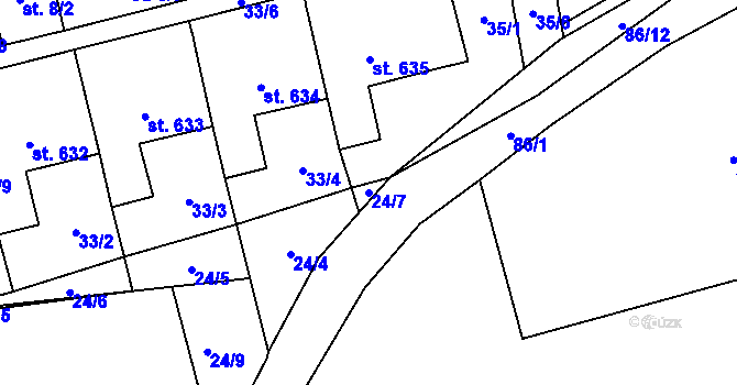 Parcela st. 24/7 v KÚ Ohrazenice, Katastrální mapa