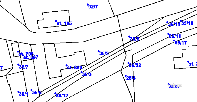 Parcela st. 35/2 v KÚ Ohrazenice, Katastrální mapa