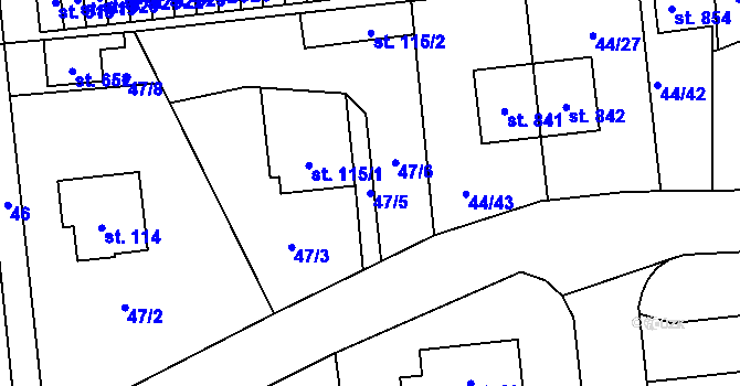 Parcela st. 47/5 v KÚ Ohrazenice, Katastrální mapa