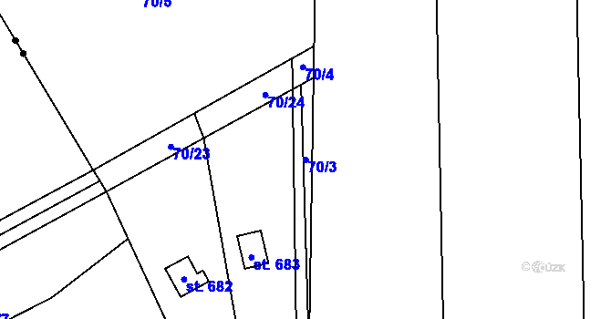 Parcela st. 70/3 v KÚ Ohrazenice, Katastrální mapa