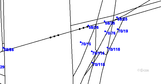 Parcela st. 70/15 v KÚ Ohrazenice, Katastrální mapa