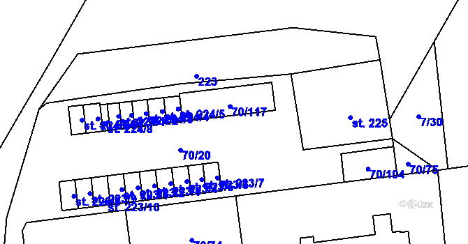 Parcela st. 70/20 v KÚ Ohrazenice, Katastrální mapa