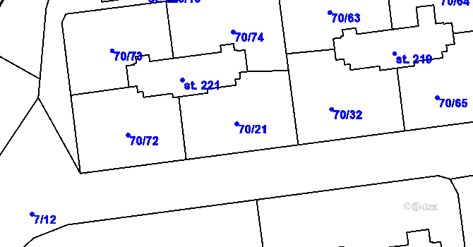 Parcela st. 70/21 v KÚ Ohrazenice, Katastrální mapa