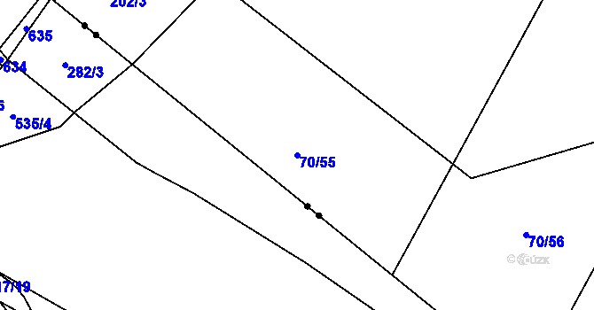 Parcela st. 70/55 v KÚ Ohrazenice, Katastrální mapa