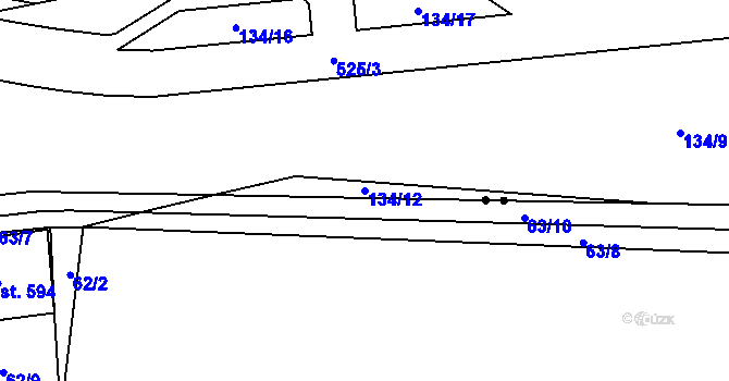 Parcela st. 134/12 v KÚ Ohrazenice, Katastrální mapa