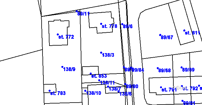 Parcela st. 138/3 v KÚ Ohrazenice, Katastrální mapa
