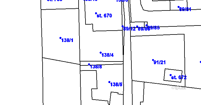 Parcela st. 138/4 v KÚ Ohrazenice, Katastrální mapa