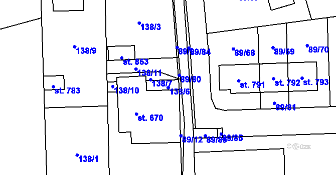 Parcela st. 138/6 v KÚ Ohrazenice, Katastrální mapa