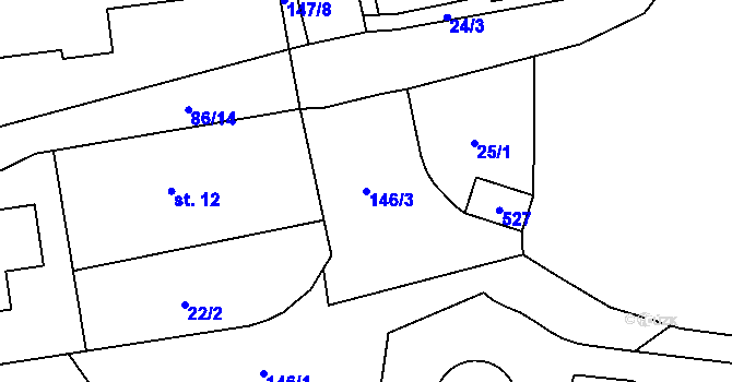 Parcela st. 146/3 v KÚ Ohrazenice, Katastrální mapa