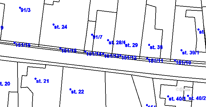Parcela st. 151/13 v KÚ Ohrazenice, Katastrální mapa