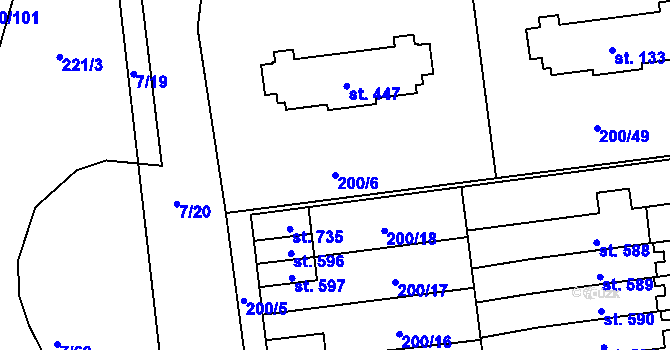 Parcela st. 200/6 v KÚ Ohrazenice, Katastrální mapa