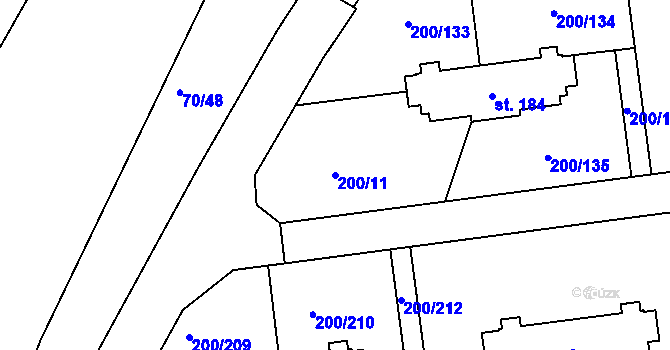 Parcela st. 200/11 v KÚ Ohrazenice, Katastrální mapa