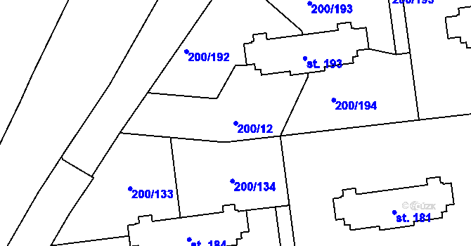 Parcela st. 200/12 v KÚ Ohrazenice, Katastrální mapa