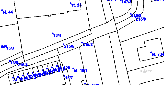 Parcela st. 215/2 v KÚ Ohrazenice, Katastrální mapa