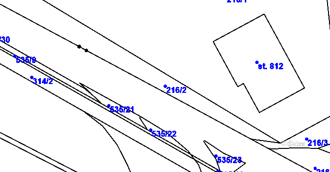 Parcela st. 216/2 v KÚ Ohrazenice, Katastrální mapa