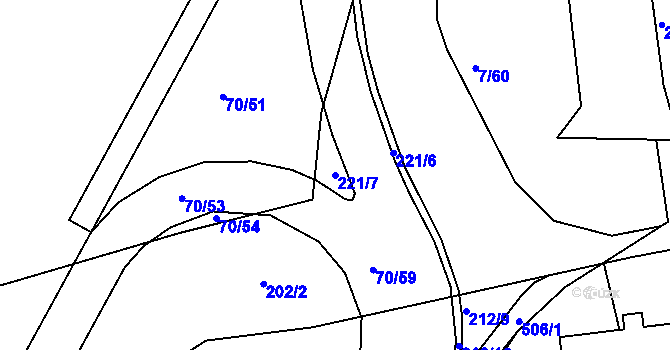 Parcela st. 221/7 v KÚ Ohrazenice, Katastrální mapa