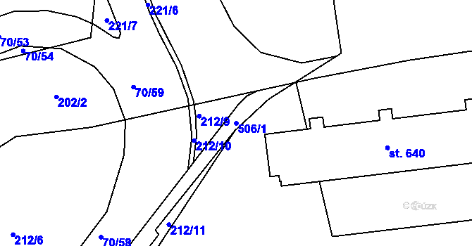 Parcela st. 506/1 v KÚ Ohrazenice, Katastrální mapa