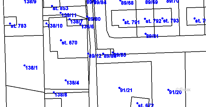 Parcela st. 89/83 v KÚ Ohrazenice, Katastrální mapa