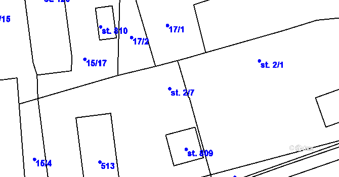 Parcela st. 2/7 v KÚ Ohrazenice, Katastrální mapa