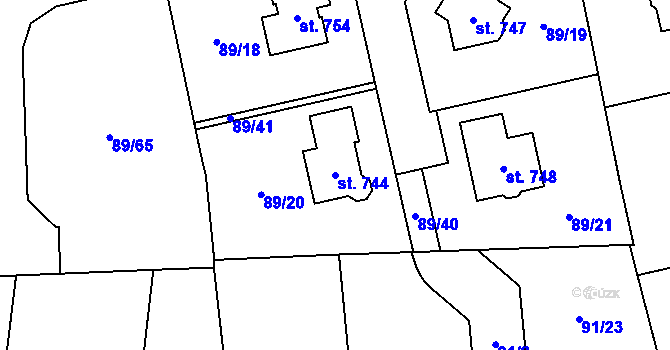 Parcela st. 744 v KÚ Ohrazenice, Katastrální mapa