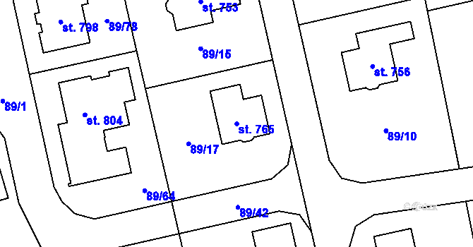 Parcela st. 765 v KÚ Ohrazenice, Katastrální mapa