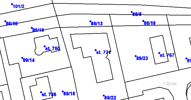 Parcela st. 771 v KÚ Ohrazenice, Katastrální mapa