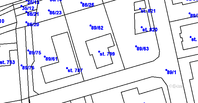 Parcela st. 799 v KÚ Ohrazenice, Katastrální mapa