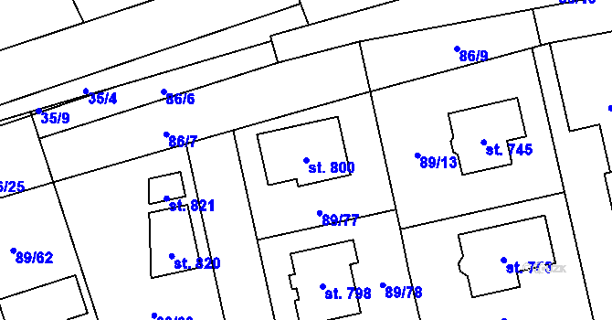 Parcela st. 800 v KÚ Ohrazenice, Katastrální mapa